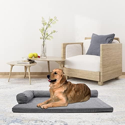 Зоијунб кучиња кревет, задебелена кучиња душек со висока еластичност од 4 см, пена за миленичиња за средни и големи кучиња од Самл, отстранлив