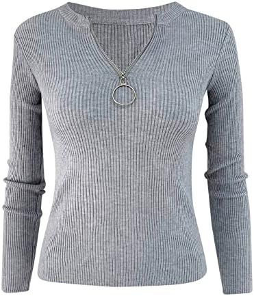 Womenените со плетено плетено пуловер џемпери еластични цврсти долги ракави по поштенски џемпери, се протегаат тенок, вклопуваат топло