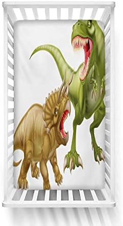 Диносаурус опремен со креветчиња за креветчиња, Т Рекс наспроти Трикератопс, кои се плашат едни со други, диви влекачи Диносаурус микрофибер