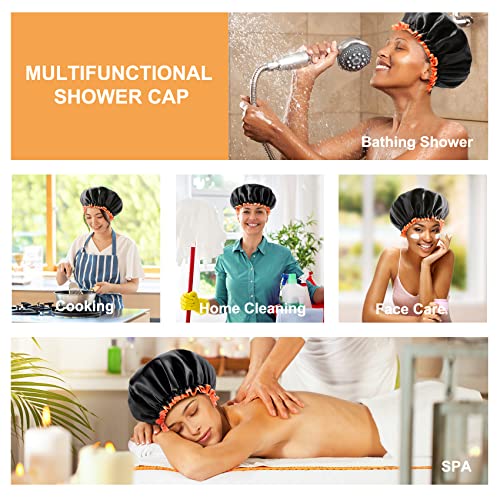 Црна капа за туширање на микимини за жени 1 пакет и капаче за туширање на виножито за жени долга коса