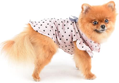 Платено мало куче цветно памучна кошула пролетно летно кученце облека мека удобна мачка костум, розова, л