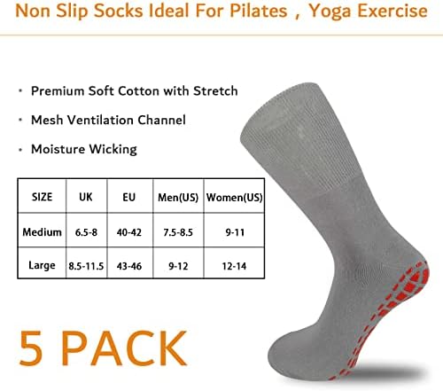 Новајард 5 пара не -лизгачки чорапи болнички дијабетични не лизгачки чорапи јога пилатес лизгачки чорапи мажи жени