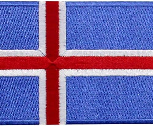 Исландско знаме печ извезено апликација железо на шиење на исландски национален амблем