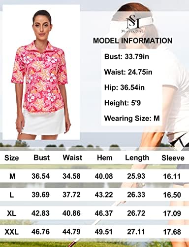 Мисула женска голф кошула Брза сув половина ракав четвртина од патент Пол-тренинг врвови тениски кошули M-xxl