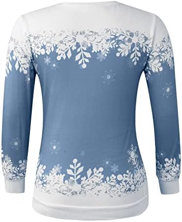 Мама џемпери за жени о-вратот Среќни Божиќни кошули со долги ракави за девојки лабава фит екипатка џемпер
