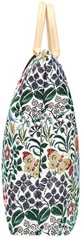 Signare Tapestry преклопена торба за тота што може да се употреби торба за намирници со торбичка за намирници со пролетниот цвет на Чарлс Војси