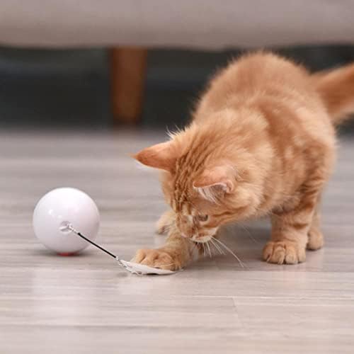 Oallk USB полнење интерактивна мачка играчка Интелигентна 360 степени само ротирачка топка со LED миленичиња кои играат играчки автоматска
