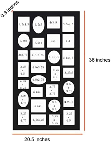 Adeco [PF9105] Декоративен црно дрво wallид што виси колаж со слика на слика, 29 отвори, разни големини помеѓу 3.25x2,75 и 4,5х4;