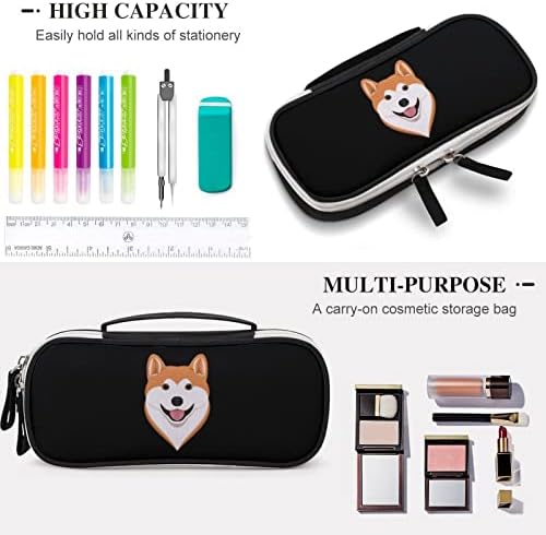 Цртани филмови Акита куче со висок капацитет Пенкал Пен за молив, преносно носење торбичка за шминка, торбичка за складирање со