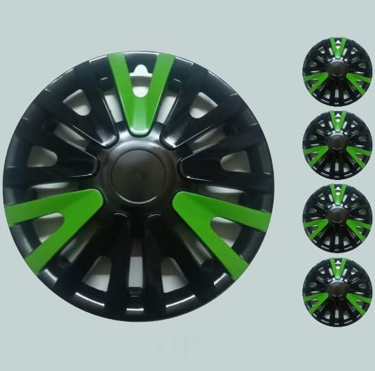 Копри сет од покривка од 4 тркала од 13 инчи црно-зелена Hubcap Snap-on одговара на Алфа Ромео