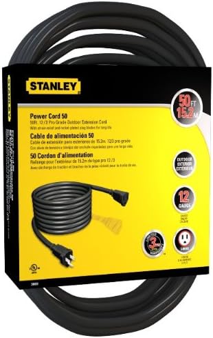 Стенли 30659 про-кабел заземјен со 12-мерач Про-одделение за продолжување на отворено, 50 метри, црна