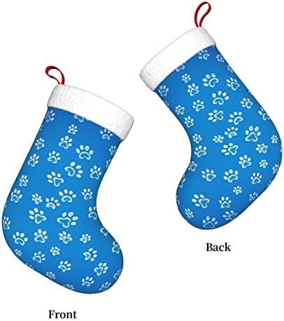 Печатено куче од јујуј печати на сина позадина Божиќна порибна декорација на одмор камин виси чорап 18 инчи чорапи