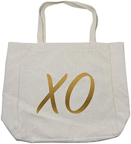 Ambesonne xo торба за купување, loveубов ectionубов среќна радосна пријателство романтична романса знаци Дизајн, еко-пријателска торба