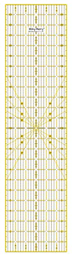 Владетел на ватирање, ласерски исечени мрежни владетели на ватини, 6 x 24 за ватирање, ткаенина, крпеница, шиење и занаети, жолта и црна решетка-сјајна