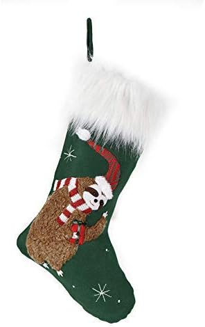 Worldeco 2022 Персонализирани украси за порибување на Божиќ, Божиќни зелени чорапи кадифузно крзно, подароци за домашни украси 21 инчи