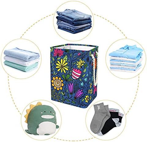 Симпатична сина цветна цветна алишта за перење со рачки голема корпа за склопување за корпа за складирање, детска соба, домашен организатор,