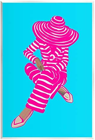Stuple Industries Stripe Patter Pop Pop Style Mase Woman Sitting Wood Wall Art, Design By Amelia Noyes
