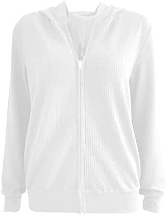 Narhbrg женски плетен џемпер поштенски качулка јакна- дами долги ракави худи обична цврста боја пад џемпер