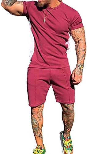 IWQBQ MEN's Casual Tracksues Shorts Shorts Shorts Suit Casue 2-парчиња облека со маици и шорцеви