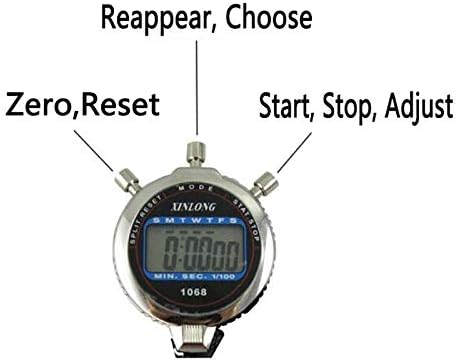 Стоп -часовник со алатки, метална стоп часовник за меморија за запирање, тајмер за одбројување на тајмер за тренери, спортови, натпревари