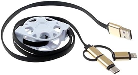 USB кабел за прицврстување на кабелот за напојување 3 -во -1 компатибилен со Motorola Moto E5 Plus - Moto G6 - Moto G6 Play - Moto