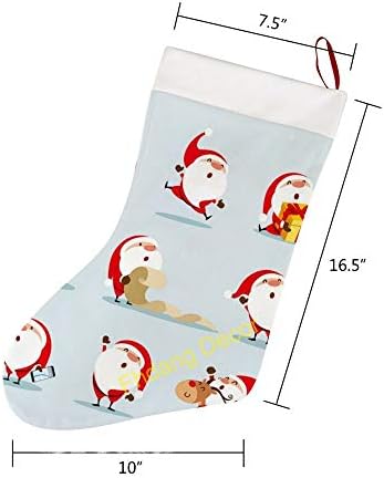 Дедо Мраз божиќни чорапи, големи Божиќни камиони, виси чорапи за декорација за Божиќни семејни празници за забава, 10x16,5 инчи