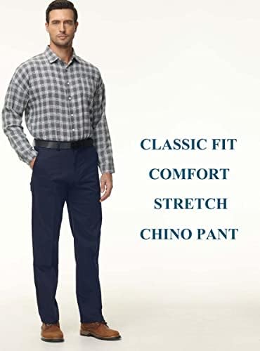 Соџун Машки Класичен Фит Секојдневен Истегнување Каки Панталони Лесни Флексибилни Панталони