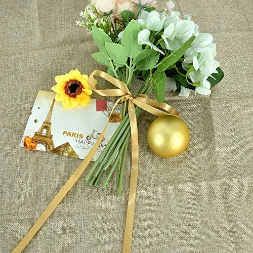 Тонфил 3/8 инчи x 100yds злато сатенска лента Тенки цврста ткаенина панделки ролни за подароци за завиткување покана цветни балони за