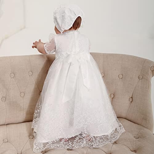 ДПКМ бебе девојче крштевање фустан 3 парчиња новороденче извезено крштевање формални облеки за облека за свадба на забави