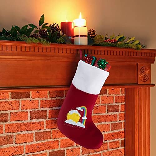 Смешно сонце дождливо виножито божиќни чорапи порибување на Божиќ дрво санта украси виси украси за празничен камин 16,5 “