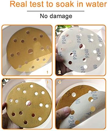 10 парчиња 6inch 15 дупки Златен пескачки диск кука и јамка шкурка за пескарење на алуминиум оксид за пескарење и полирање