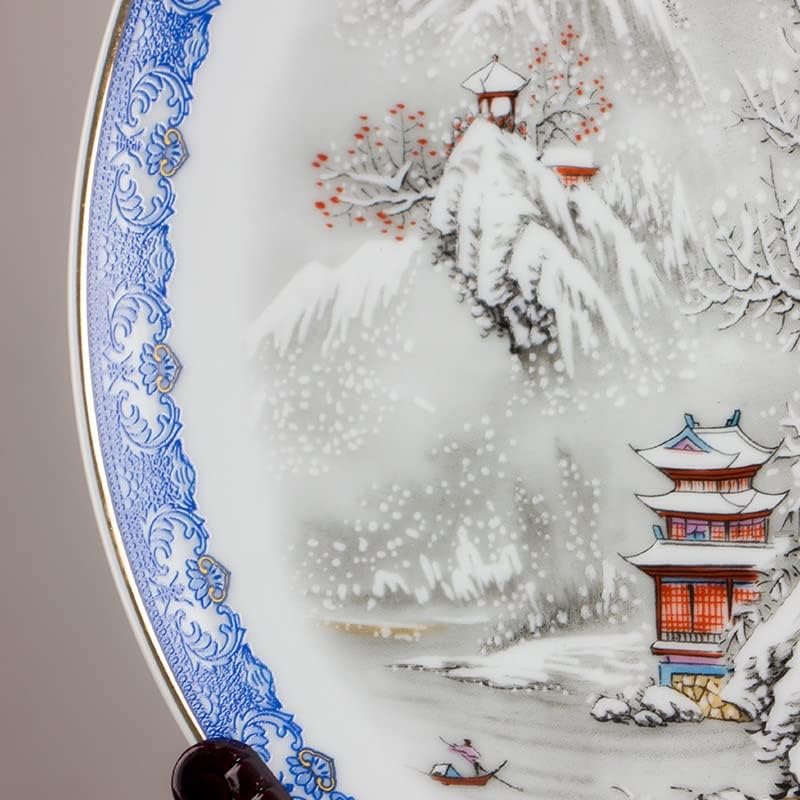 Лдчнх Керамичка Плоча Традиционален Кинески Стил Снег Сцена Порцелан Декоративна Плоча Метопа За Дневна Соба Хотел