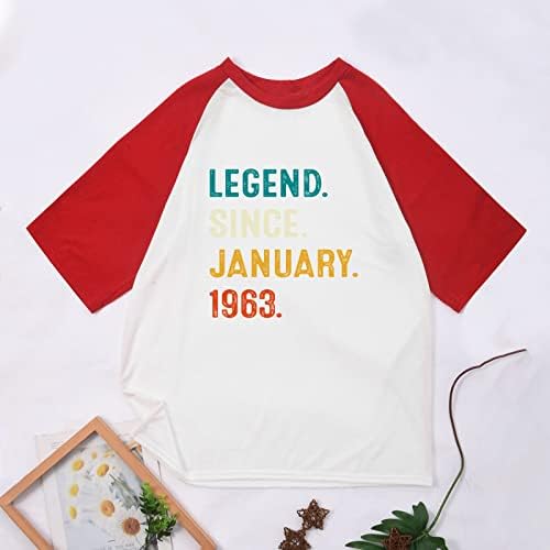 Озммјан 60-годишна маичка легенда Легенда од јануари 1963 година 60-ти роденденски подароци Мажи маица 2023 лето лето-обичен кратки ракави