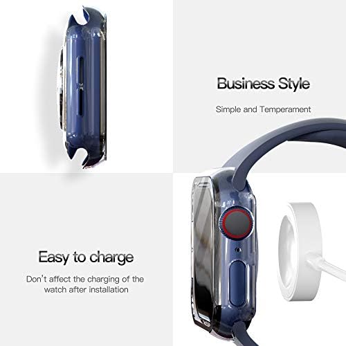 Juyya Компатибилен за Apple Watch Series 6/SE/5/4 Case, Apple Watch Ecter Ecter Ecter Tempered Glass Iwatch Hard PC Shockprofof
