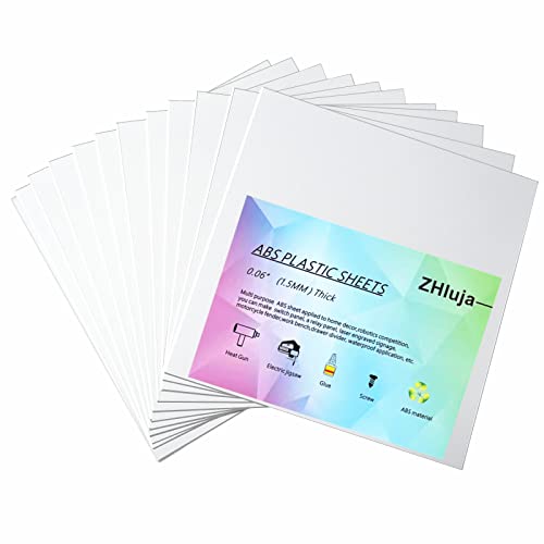 Zhluja Бели АБС пластични чаршафи- 0,060 дебели, 12 x 12 , 12 пакувања за ласерско сечење и обликување