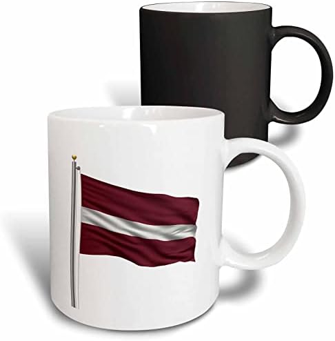 3drose Латвија на знамето на знаме над бела латвиска кригла, 11 мл, црна