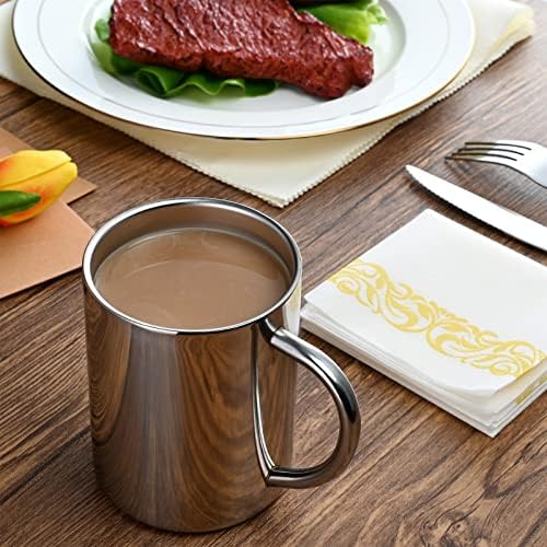 luvtree 400ml двоен wallид кафе, изолирани чаши чај од не'рѓосувачки челик, метална млечна кригла со рачка, двослојна изолација функција