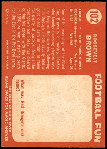 1958 Топпс 102 Рузвелт Браун Newујорк гигант-ФБ Дин картички 5-EX GIANTS-FB