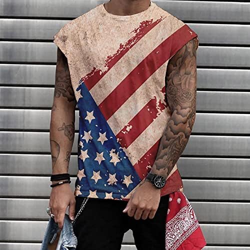 Руируилико машки патриотски маици на 4 јули јули Америка знаме лето кратки ракави лабави фит графички отпечатоци туники
