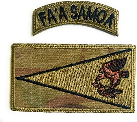 Скоро Sgt American Samoa Flag Patch & Faaa Tap - Смешен тактички воен морал извезен прицврстувач за прицврстување на кука за поддршка