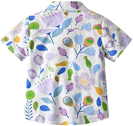 Облека за ракав маица цветни лакови врвови за бебиња за бебиња за момчиња, кратки деца момчиња врвови тинејџерски момчиња облека
