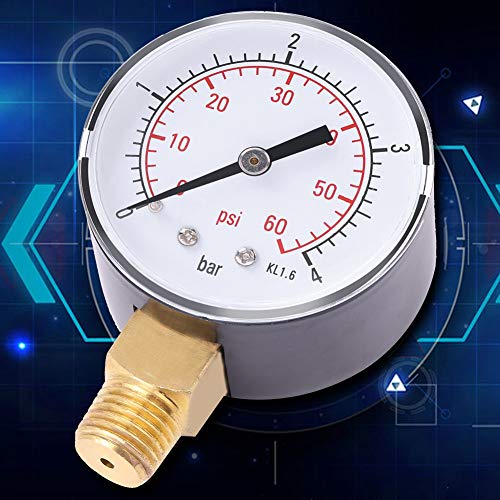 Мерач на мерач на притисок 1pc Мини мерач на притисок за масло од воздух или вода со двојна скала мерач на притисок 0-4BAR / 0-60psi