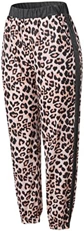 Здфер жени со висока половината лабава леопард ленти панталони за пешачење за пешачење јога панталони обични еластични хеланки на половината