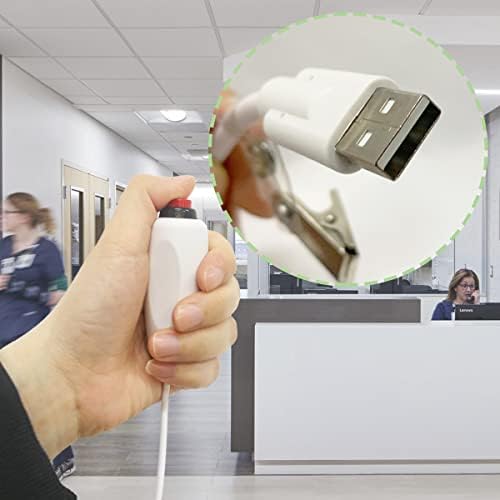 Кабел за притискање на копчињата за замена на медицинска сестра со USB, прекинувач за моментално повикување на црвено копче, 10ft