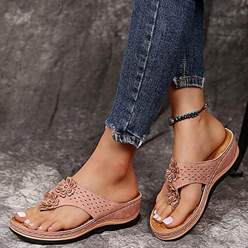 JQuebgu Ортопедски сандали за жени, женски сандали облечени летни сандали отворени пети платформски папучи