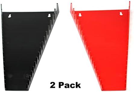 ЈСП Производство Црвена и црна 16 Алатка Стандарден клуч на клуч Организатор 2 Пакет | Држач за алатка за складирање на решетката