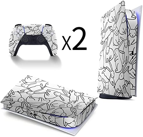 Зајаче Зајак 3 парчиња Налепница За Капак На Целото Тело За PS5 Дигитално Издание ЗА PS5 Конзола И Контролер