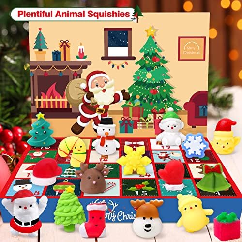 Календар за доаѓање, Календар ЗА Доаѓање FLY2SKY 2022 Божиќен Календар За Одбројување 24 парчиња Мочи Сквичи Играчки Слатки Животни Фаворизира