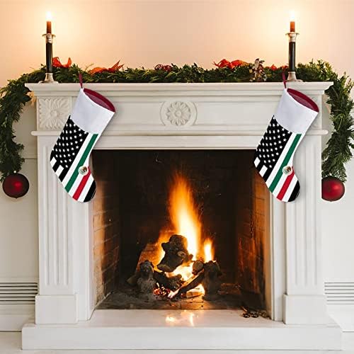 Мексиканска Америка знаме Божиќно порибување Божиќно дрво камин виси чорапи со кратка кадифен манжетна декорација за домашна забава