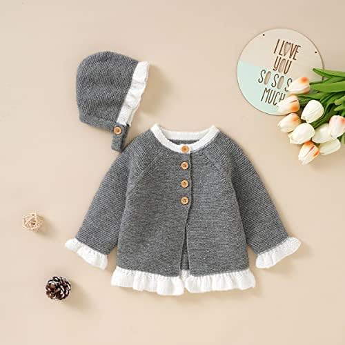 Копче за бебиња за новороденчиња за бебиња, цврсто затоплување џемпер плетена јакна есен зимска облека палто